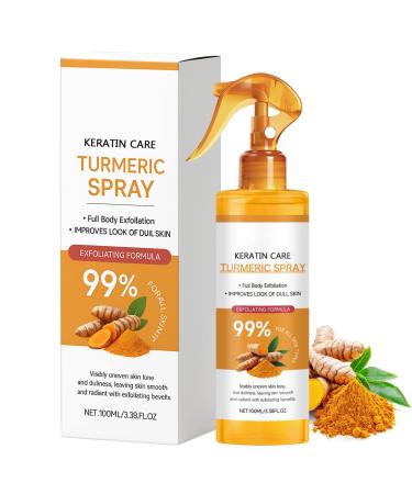 Keratin Care Turmeric Spray Gently Exfoliating Body & Face Peel Spray with Retinol Turmeric Niacinamide Moisturizing & Hydrating Skincare for All Skin Types 100ml 3.38 Fl Oz (Pack of 1)