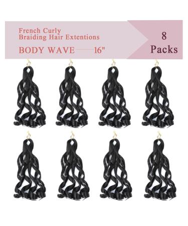 French Curly Braiding Hair 16 Inch 8 Pack - Lightweight Synthetic Easy Braid Extensions for Braids - Pre Stretched & Bouncy Braiding Hair - 1B Color - Buy Online on GoSupps.com