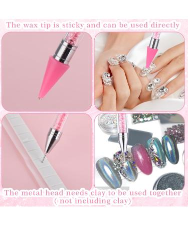 Gjinxi Nail Rhinestone Picker Dotting Tool Acrylic Handle Dual End Diamond Dotting Pen with Extra 2 Wax Head DIY Nail Art Tool for Gems Crystals Studs Picker (Pink) - Buy Online on GoSupps.com