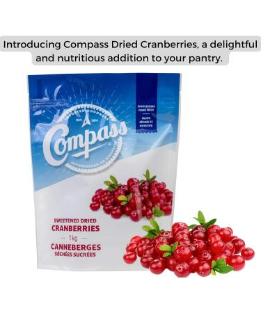 Compass Dried Cranberries 1000 Grams - Juicy Superfruit Packed with Nutrients - Buy Online on GoSupps.com