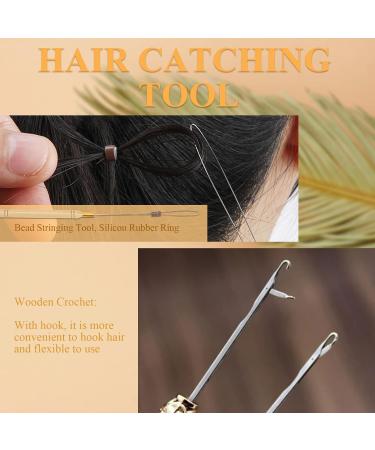 Professional Hair Extension Tools Kit with 200 Silicone Nano Beads - Hair Extension Pliers, Loop Threader - Brown - Buy Online on GoSupps.com