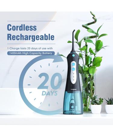 Portable Cordless Water Flosser - Rechargeable Dental Oral Irrigator IPX7 Waterproof for Teeth Cleaning at Home & Travel (Black - Buy Online on GoSupps.com