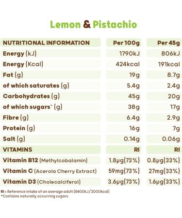 Plant-Based Protein Balls Lemon & Pistachio by The Protein Ball Co - Vitamin Enriched Snack - 10x45g Bags - Buy Online on GoSupps.com