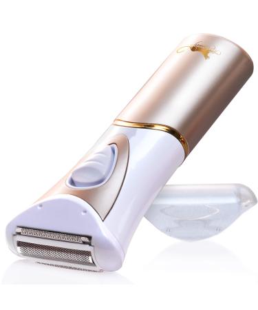 IQ Beauty Body Ladies Shaver - Compact Multi-Functional Stainless Steel 3-Blade Electric Razor for Women - Wet and Dry Smooth Glide Electric Shaver (Gold)