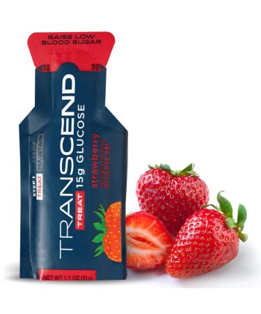 Transcend Glucose Gel Packs - Strawberry - 15 Pack (1.1oz Each) - FSA/HSA Eligible - Blood Sugar Support Glucose Gel Packs for Diabetics - Fast Acting, Precise 15g Dose - Made in USA 1.1 Ounce (Pack of 15)