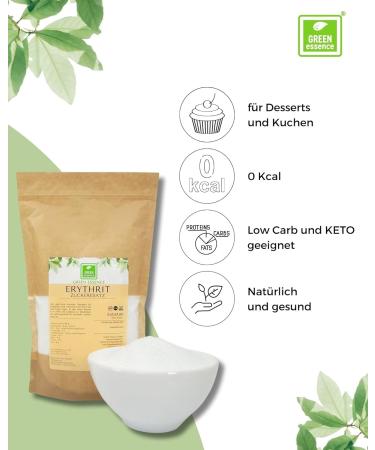 Erythrit 1 kg - Calorie-Free Vegan Sweetener | Diabetic-Friendly Birch Sugar Alternative | Green Essence - Buy Online on GoSupps.com