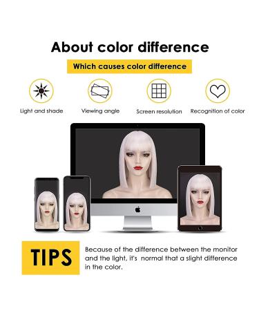 Entranced Styles Short White Wig with Bangs - Heat Resistant Bob Wig for Women | Cosplay & Halloween Party Use - Buy Online on GoSupps.com