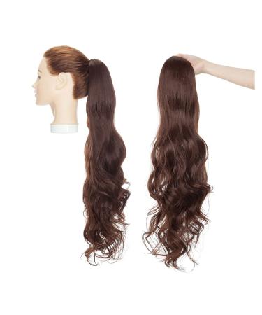 Real Fashion Drawstring Ponytail Hair Extensions Long Wavy Ponytail Blonde Black Brown 24" Clip in Hairpiece for Daliy Party Use Medium Brown