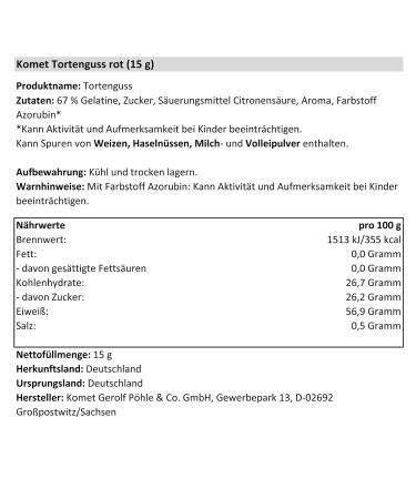 Buy Pack of 42 Komet Red Cake Glaze (42 x 15g) - Ideal for Gelatin & Fruit Juice | International Shipping Available - Buy Online on GoSupps.com
