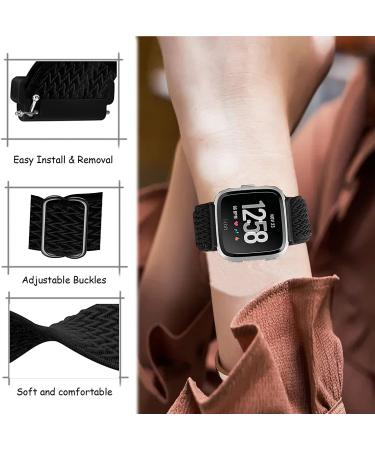 5 Pack Elastic Nylon Bands for Fitbit Versa Smart Watch - Adjustable Breathable Sport Wristband for Men and Women - Buy Online on GoSupps.com