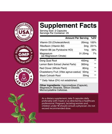 Soy Free Menopause Supplement | Herbal Relief for Night Sweats Hot Flashes & Mood Support - Black Cohosh & Vitex Chaste Berry - Mini Caps for Women - Buy Online on GoSupps.com