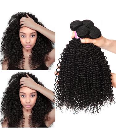 Emol Hair 9a Brazilian hair Brazilian curly hair bundle of human hair virgin human hair curly weave 3 bundle 14 16 18 inch total 300g natural color kinky-35 40 45cm 9a remy hair