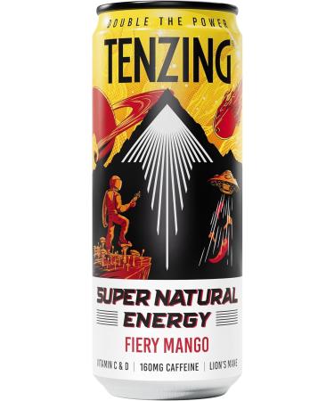  TENZING TENZING Super Natural Energy Drinks Fiery Mango Caffeine 160mg Vitamin D Magnesium Mushrooms Plant-Based Vegan & Gluten Free 12 Count (330ml) - Buy Online on GoSupps.com