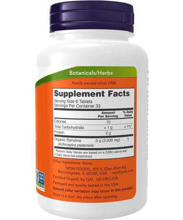 Organic Spirulina Tablets by Now Foods - 200 Count - Buy Online on GoSupps.com