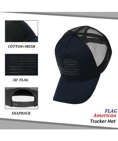 VIONLAN American Flag Trucker Hat | 3D Embossed Logo | Navy/Black | Adjustable Snapback Cap for Men and Women - Buy Online on GoSupps.com