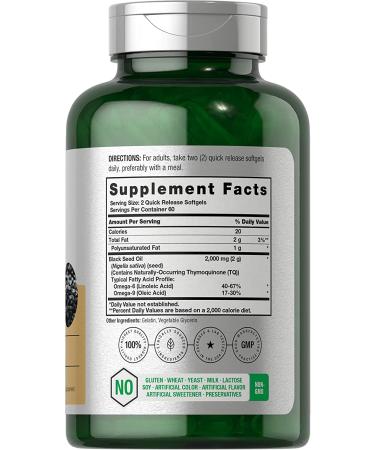 Black Seed Oil 2000mg Softgels - Cold Pressed Nigella Sativa Capsules | 120 Count, Non-GMO & Gluten Free by Horbaach - Buy Online on GoSupps.com