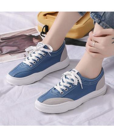 Womens Blue Canvas Lace-Up Sneakers - Athletic Running Shoes | Size 5 - Buy Online on GoSupps.com
