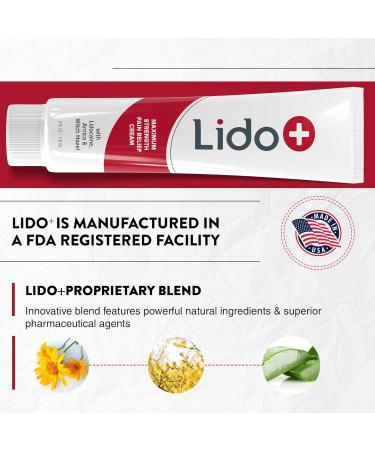Lido+ Lidocaine Cream | Maximum Strength Pain Relief Cream 4% | 4oz + 4 Sachets | Natural Ingredients for Joint & Muscle Pain | Made in USA - Buy Online on GoSupps.com
