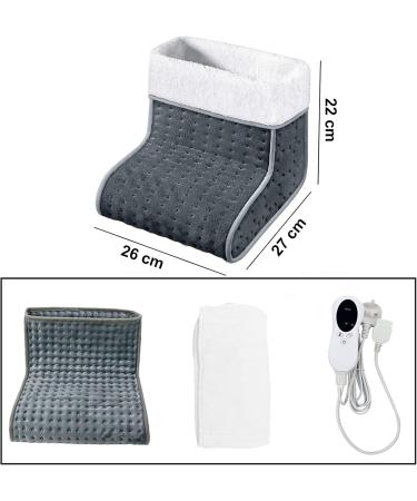 Plush Electric Foot Warmer with 3 Temperature Settings | Soft Gray Heating Pad | Overheating Protection & Auto Shut-Off - Buy Online on GoSupps.com