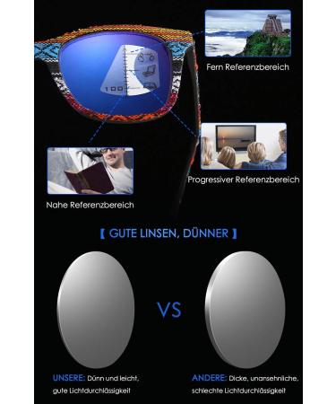 Koosufa Progressive Multifocus Reading Glasses for Men & Women - Anti-Blue Light Retro Design Wood Color Available in Multiple Strengths - Buy Online on GoSupps.com
