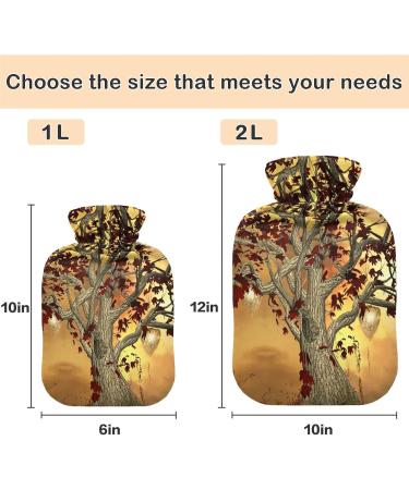 Naanle Hot Water Bottle with Lid - Tree in Golden Landscape | 1L Heat Bottle for Back Pain Relief & Warmth | Ideal Hand & Foot Warmer & Cold Therapy - Buy Online on GoSupps.com