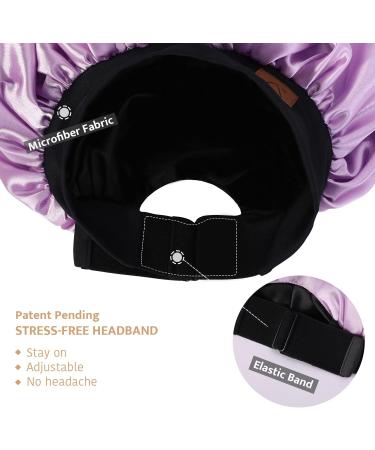 Satin Bonnet Silk Sleep Cap for Women | Adjustable Wide Band | Double Layer | A05-Lilac - Buy Online on GoSupps.com