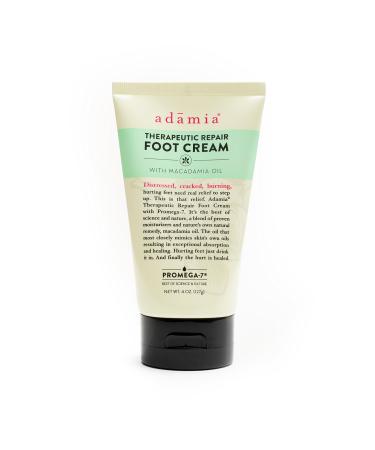 Adamia Therapeutic Repair Foot Cream with Macadamia Nut Oil and Promega-7  4 Ounce Tube - Fragrance Free  Paraben Free  Non GMO