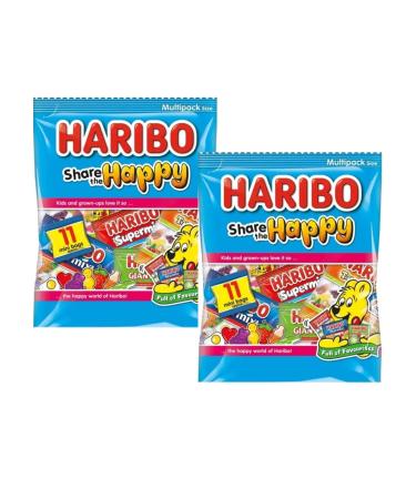 2 x Haribo Share The Happy Multipack Bag 176g - Kids and Adults Christmas Treat