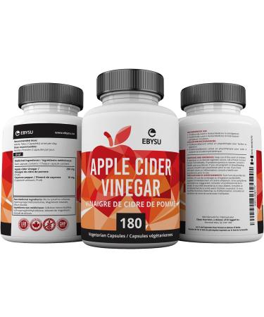 EBYSU Apple Cider Vinegar Capsules (180 Count Apple Cider Vinegar Pills) Digestion Support Supplement for Men and Women Formulated to be Gentle on Taste Buds and Stomach ACV Vegetarian - Buy Online on GoSupps.com
