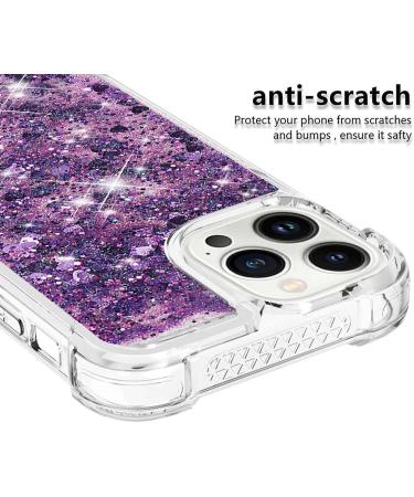 Tivenfezk Nadoli Glitter Sand Shell for iPhone 15 Pro - Shock-Resistant TPU Case | Transparent Quicksand Design Purple Bumper Cover - Buy Online on GoSupps.com