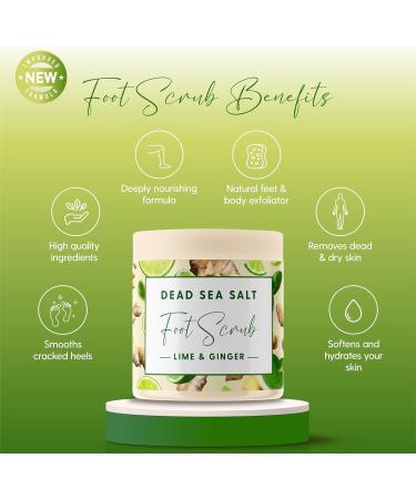CalmGenix Lime & Ginger Foot Scrub with Dead Sea Salts | Exfoliating Spa Scrub for Hard Skin & Cracked Heels | Natural Moisturizing Pedicure Scrub - 460g - Buy Online on GoSupps.com