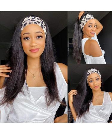 18 Inch Straight Human Hair Headband Wig for Black Women - Glueless, Brazilian Virgin Hair Machine Made Wig - Natural Black, 150% Density - Buy Online on GoSupps.com