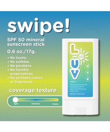 Swipe! SPF 50 Mineral Sunscreen Stick - Broad-Spectrum UVA/UVB Protection for Everyday and Outdoor Use | Lightweight Clear Formula - Buy Online on GoSupps.com