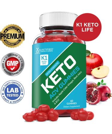Justified Laboratories K1 Keto Life ACV Gummies 1000MG with Pomegranate Juice, Beet Root, B12 - 60 Gummys - Buy Online on GoSupps.com