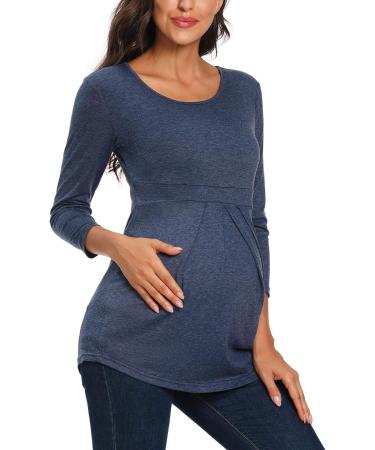 Love2Mi Women's Maternity Nursing Shirt - Layered Wrap Top in Navy - Size L to XL - Buy Online on GoSupps.com