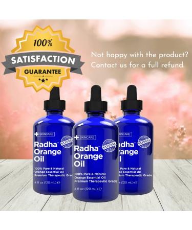 Radha Beauty 100% Pure Orange Essential Oil - 4oz Bottle - Therapeutic Grade for Cleansing, Uplifting, and Focus - Buy Online on GoSupps.com
