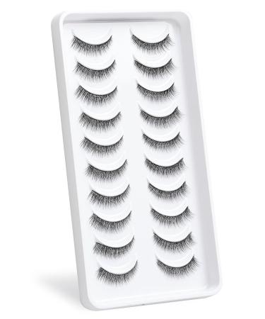 10 Pairs Naturally Looking C-Curl Thin Band Reusable Eyelashes - Wispy D-M05 (10mm) for Stunning Eyes - Buy Online on GoSupps.com