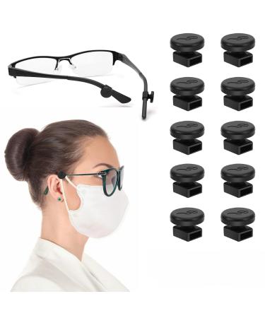 YR 10 Pieces Adjustable Eyeglass Hooks for Mask Holders to Protect Ears Soft Comfortable Silicone Ear Saver for Masks Glasses Mask Strap Extender for Adults  Kids Black - Buy Online on GoSupps.com