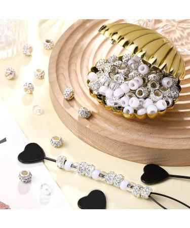 1355pc Diamond Beads for Hair Braids | 100 Large Hole Rhinestone Beads | 800 Clear Pony Beads | 450 Black Elastic Bands | Quick Beader Set for Women/Girls - Buy Online on GoSupps.com