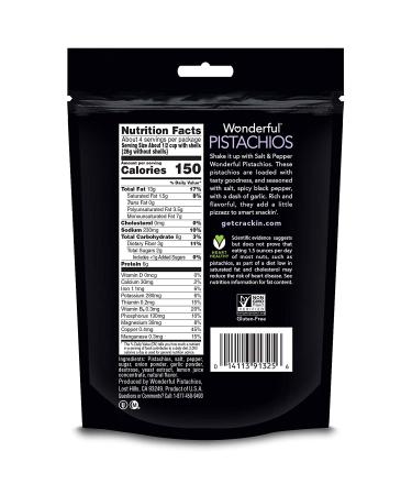 Wonderful Pistachios Salt and Pepper Flavored Nuts 7 Ounce Resealable Pouch - Buy Online on GoSupps.com