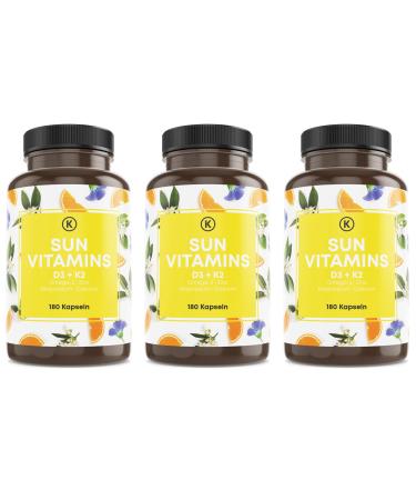 3x 180 capsules I vitamin D3 K2 Omega 3 + calcium magnesium and zinc - 180 capsules 5000 IE - Vitamin D high -dose - O3 -D3 -K2 180 pieces (3 -pack)
