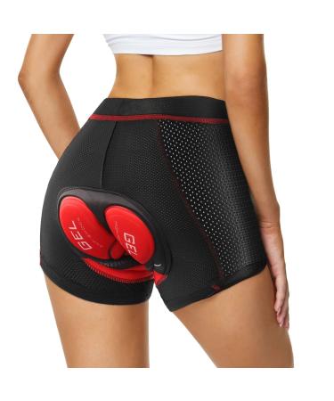 Agolu bike underpants women padded gel 3d breathable bike underpants padded shockproof bicycle pants bike clothing cycling pants XXL red red