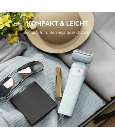Uniono All-in-One Women's Electric Razor Kit - LED Ladyshaver for Intimate & Body Areas Wet/Dry Use USB Charging - Light Blue - Buy Online on GoSupps.com