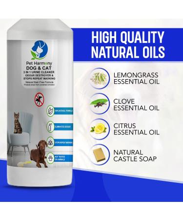 Pet Harmony 3in1 Natural Urine Odour Cleaner Spray Enzymes Stop Repeat Marking Urine Stopper Repellent for puppies dogs cats 2 500ml - Buy Online on GoSupps.com