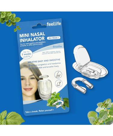 Mini Nasal Inhalator Set with Essential Oils - FEELLIFE Aromatherapy - 100% Natural Lavender Eucalyptus & Spearmint - Perfect for Home Office & Travel - Buy Online on GoSupps.com