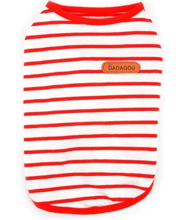 Zweitea Summer Dog Shirts for Small Dogs - Striped Cotton Tank Tops Breathable & Soft Pet Apparel for Chihuahuas and Cats - Red L - Buy Online on GoSupps.com