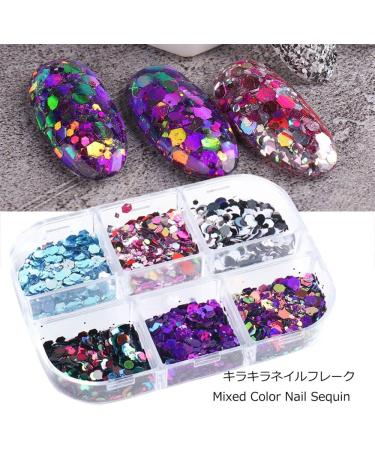 Manicure Hexagon Butterfly-shape Irregular Spangles Colorful Black White Nails Sequins Glitter Flakes(01) - Buy Online on GoSupps.com