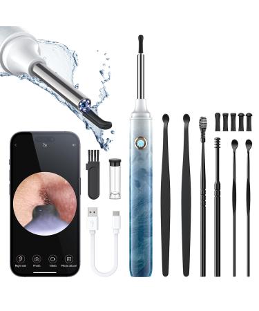 Ear Wax Removal Tool Camera - Ear Cleaner with 1080P HD Camera Otoscope with Light Earwax Removal Kit for iPhone iPad Android Phones (Ice Blue)