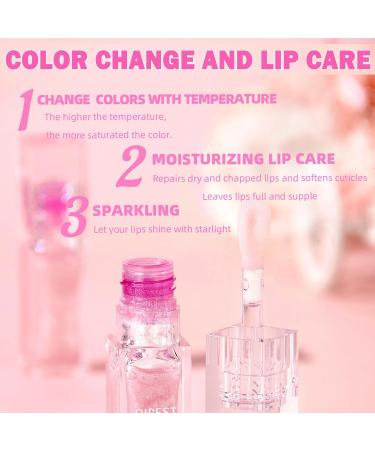 Color Changing Lip Oil - Moisturizing Lip Gloss Plumping Long-Lasting Non-Sticky Nourishing Lip Balm Glitter Finish - International Shipping Available - Buy Online on GoSupps.com