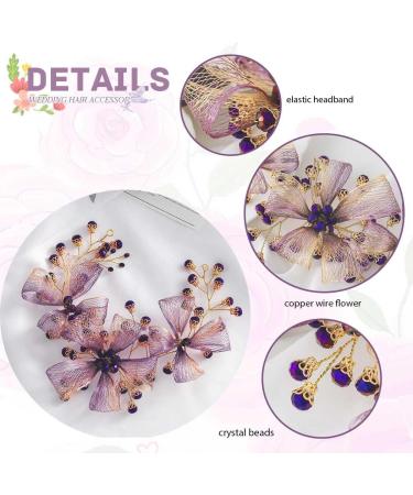 IYOU Bridal Wedding Hair Vine Purple Flower Copper Wire Headband Bridesmaid Guest Hair Accessories for Women - Buy Online on GoSupps.com